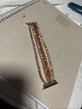Crystal‎ Beaded Apple Watch Band - Pink/Peach Multi-Strand